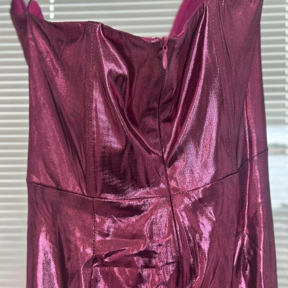 NWT Bella Barnett Bright Pink Metallic Gown Size Large Glam Evening Formal Dress - Picture 6 of 8